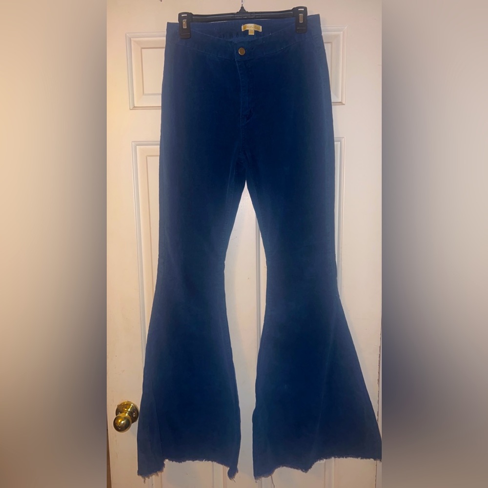 Turquoise/ navy flare cords